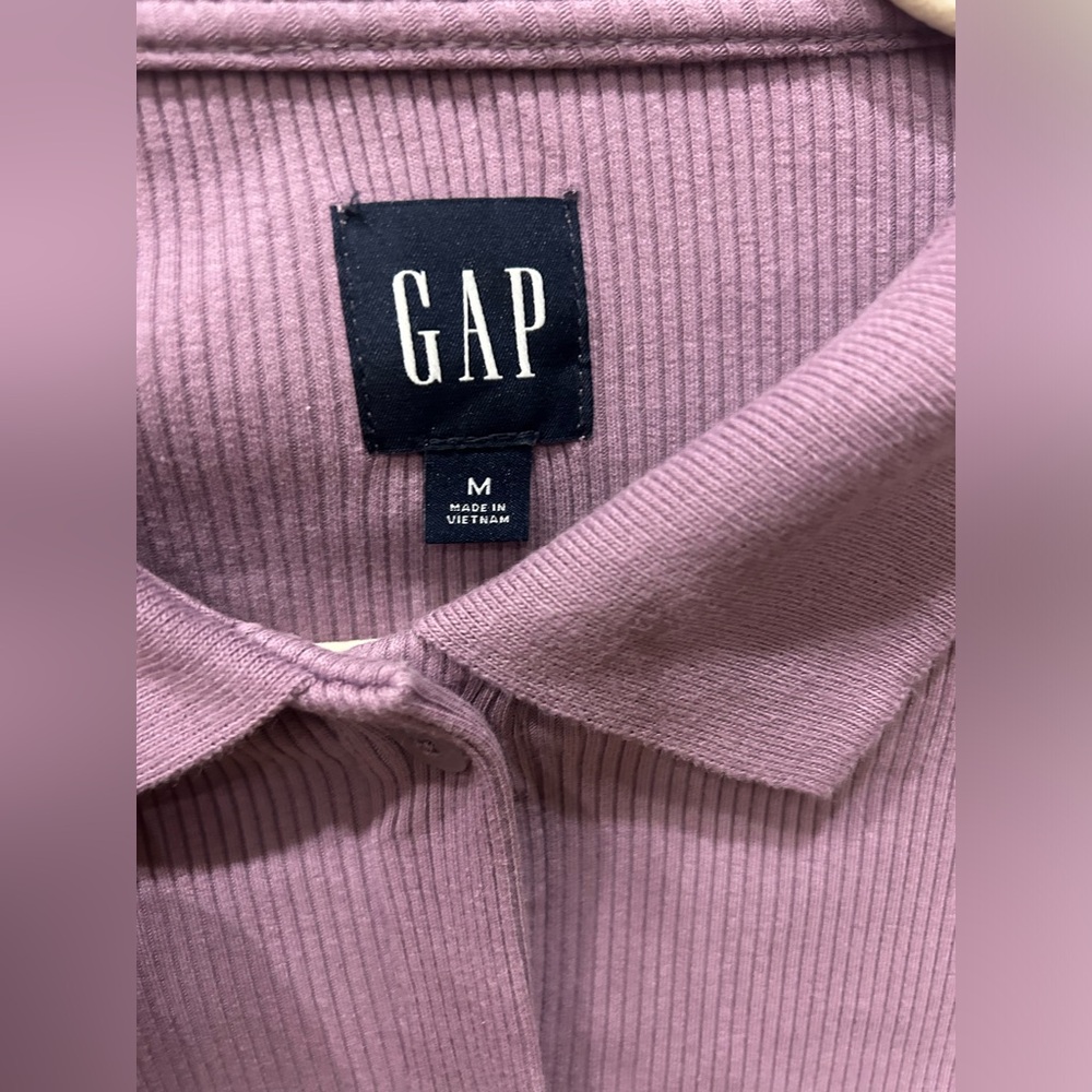 Lilac Ribbed Stretch Knit Button Down Gap Dress - image 3